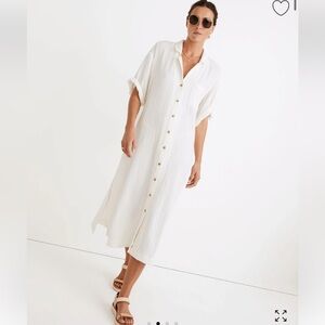 MADEWELL Lightestspun Cover-Up Maxi Shirtdress SIZE SMALL